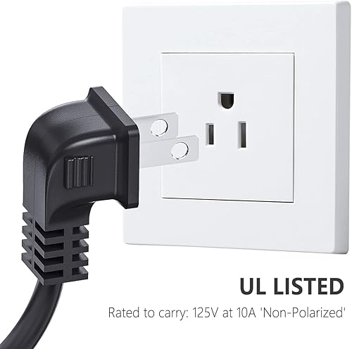 Miniatura 2 de Ancable Cable de alimentación C7 de 12 pies en ángulo de 90 grados 18AWG de 2 clavijas a forma de L de repuesto para Samsung, Philips, Toshiba, LG,