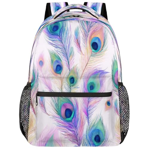 Mochila escolar impermeable de pavo real que protege tus libros en días lluviosos