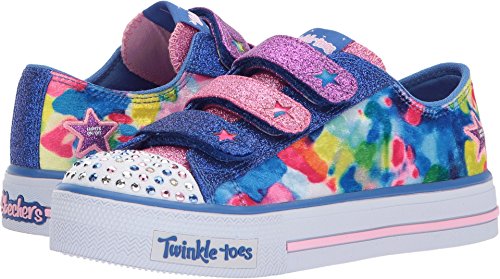 Skechers 10846L Girl's Twinkle Toes: Shuffles - Colorous Cutie Sneakers,Royal/Multi,11