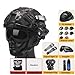 KLYso Airsoft Helmet Detachable Goggles Set,Paintball PJ Fast Helmet with Front NVG Mount and Side Rail,Tactical Airsoft Gear (Color : BK1)