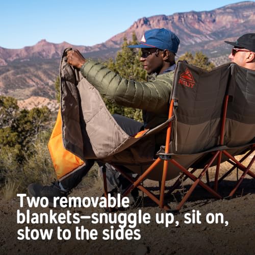 Image of Kelty Low Loveseat Nest -Two Person Camping Chair with 2 Removable Blankets, Lower to the Ground, Slight Recline, Insulated Beverage Holders, Roll Tote Storage, 2024 (Beluga)