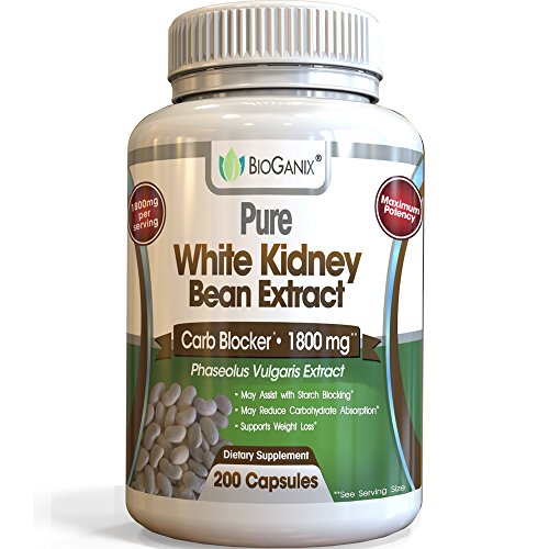 Pure White Kidney Bean Extract 1800mg Serving (200 Capsules) Best Carb and Fat