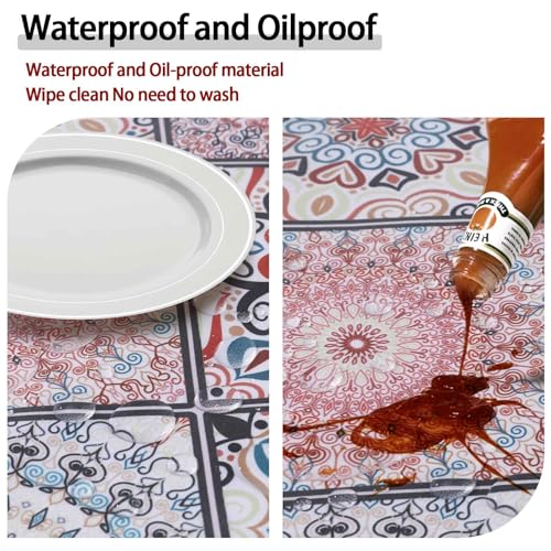 Fitted Round Tablecloth for 36-44" Tables Spring Summer Fall Rustic Stain Resistant Mantel para Mesa Redonda Kitchen Living Room Needs Campers Picnic Inside Outdoors Supplies