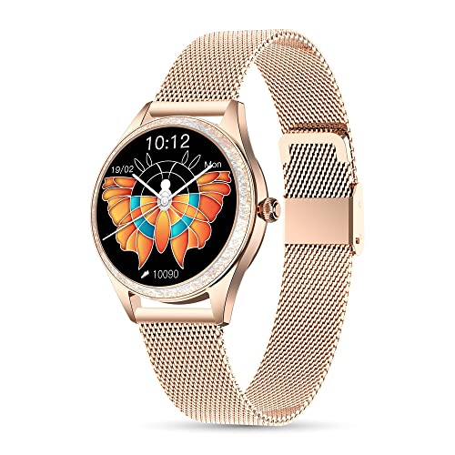LUNIQUESHOP Montre Connectée Femme LSLUXE Brillante | Montre Tension Arterielle | Smartwatch | Montre Podometre Femme | Fitness| Cardiofréquencemètre | Montre connectée Waterproof | Or Rose