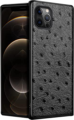 Étui en cuir pour iPhone 14 Pro Max en véritable vachette noire