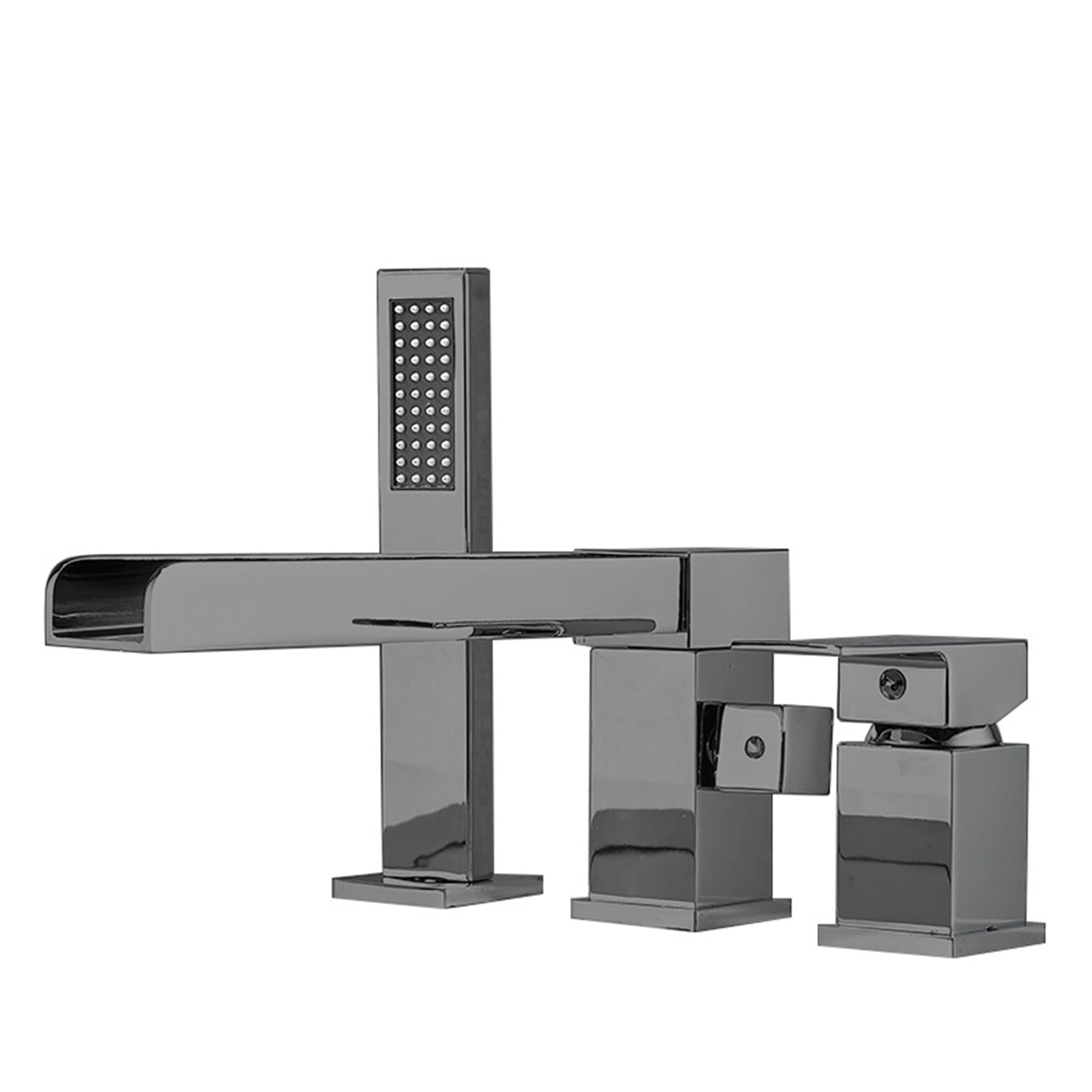 ZYCHSJXA Bath Mixer Tap with Deck Mounted Shower 3 Hole Grey Multifunctional Waterfall Rotating Faucet