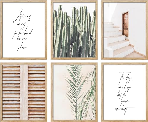SIGNWIN Framed Poster Multicolor Cactus, Inspirational Quotes Prints Vintage Retro