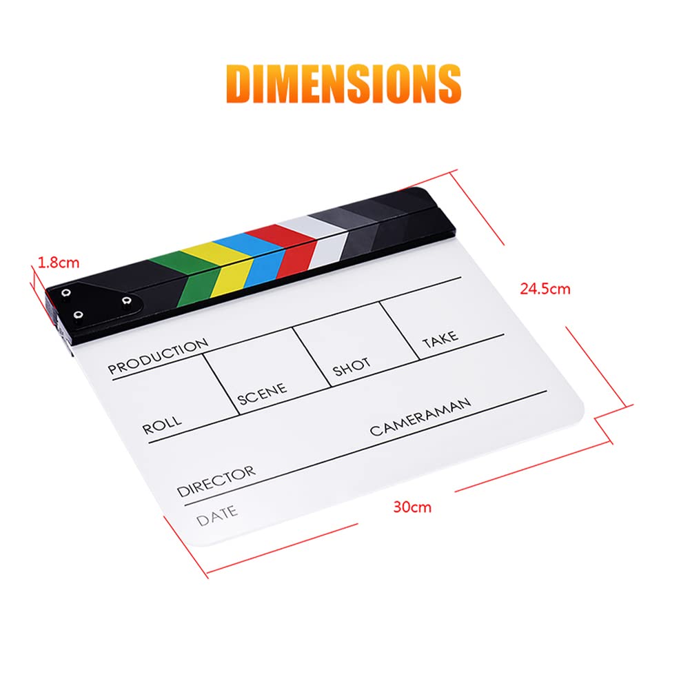 Tablero de plástico acrílico, Tablero de película de Director de 12x10 Pulgadas para películas, Videos, programas de televisión, Blanco