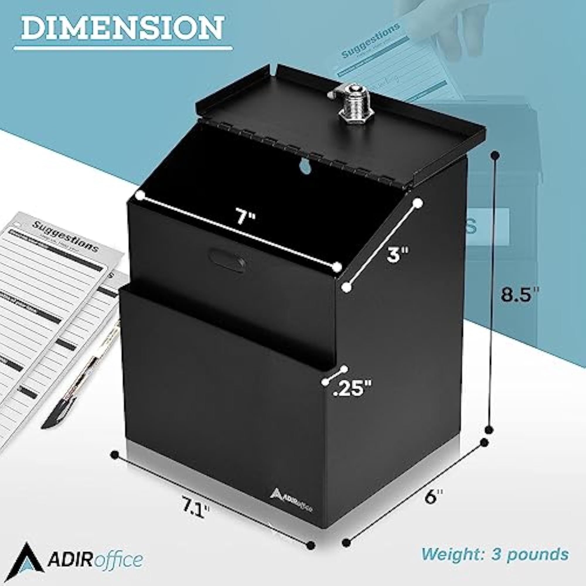Wall Mountable Steel Suggestion Box with Lock and Key