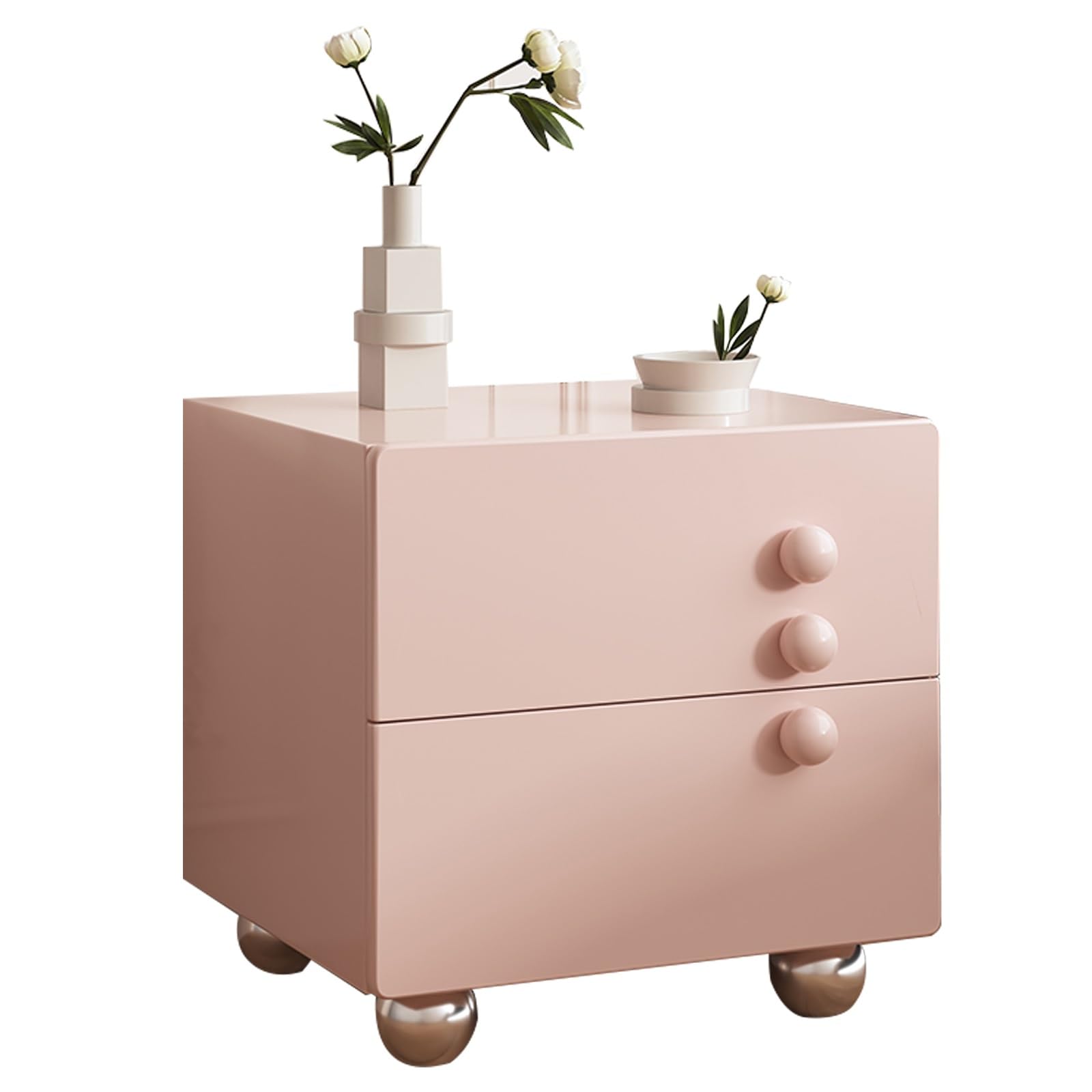 Grande table de chevet rose pour optimiser le rangement des petits espaces