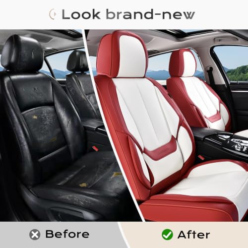 Image of Coverado Car Seat Covers, Front Covers for Cars, Car Seat Cover Front Seats, Automotive Seat Cover, Waterproof, Leather Car Seat Cushion, Universal Interior Seat Protectors for Most Cars