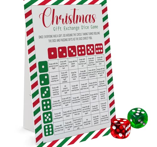 Exchange Dice Game, One Instruction Standing Sign with 2 Dice,