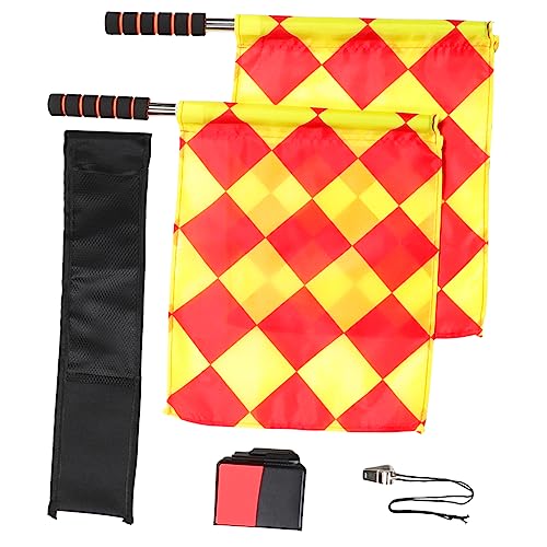 Yardwe 1set Soccer Referee Flags Set with Red Equipment for Refereeing Games Comfortable Non- Handle Lightweight Design for Easy Carrying