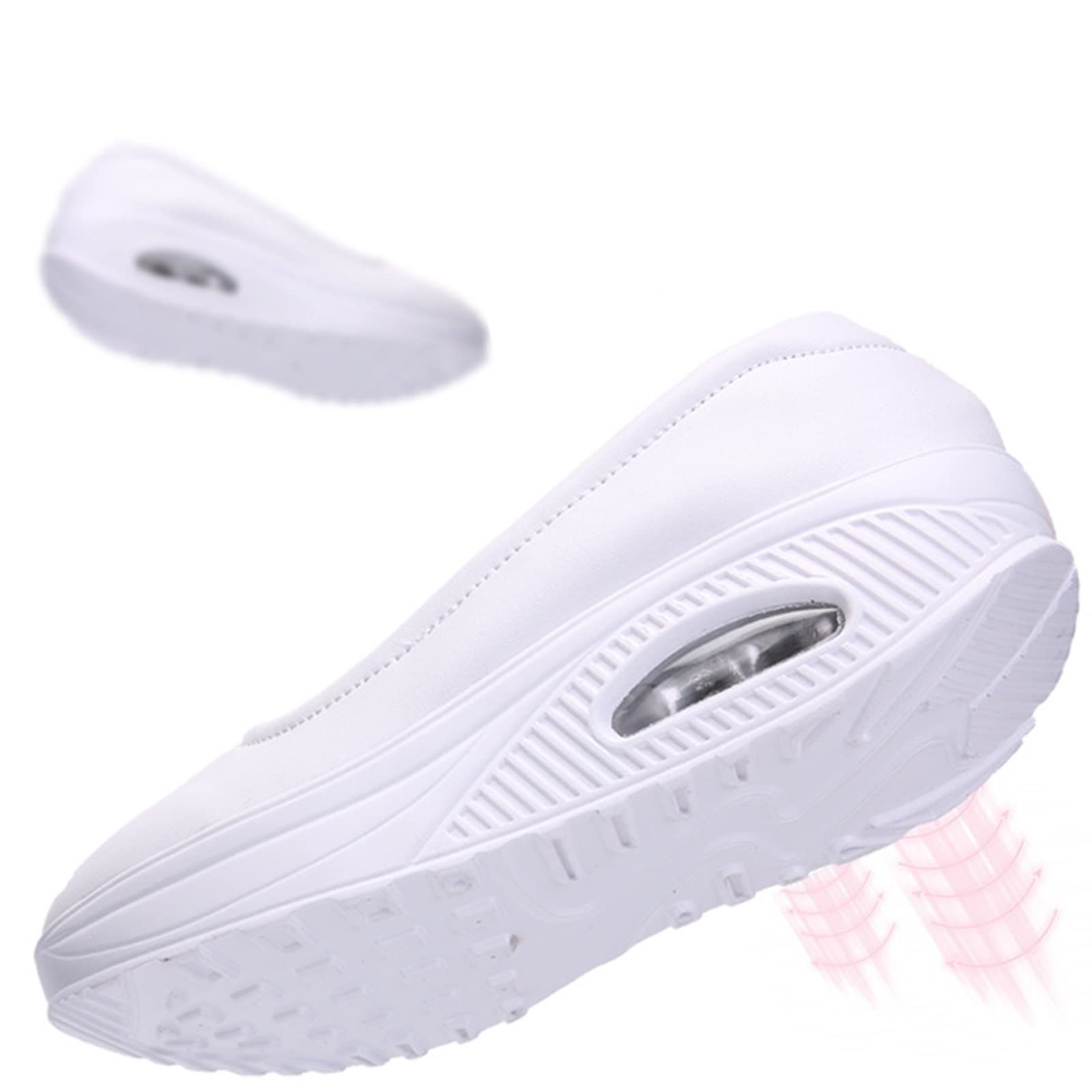 Veroders Women's Working Nurse Shoes Platform Walking Sneakers Wedges Orthotic 2989 White 36