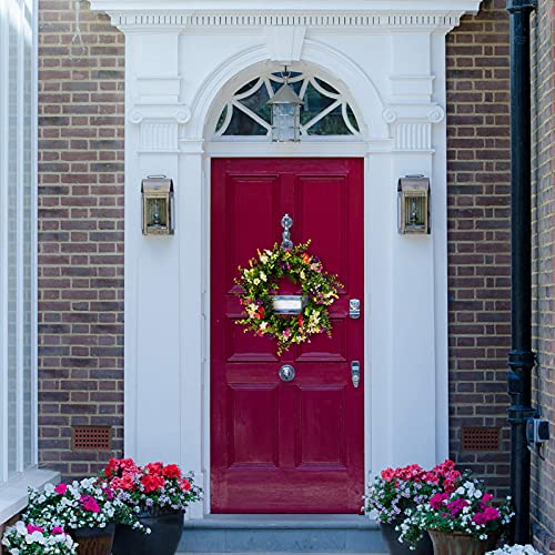 Artificial Spring Wreath With Green Leaves,Four Seasons Front Door Wreath Brightens For Indoor Outdoor,Flowers Floral Door Wreath For Wedding Birthday Living Room Decor #TOP4