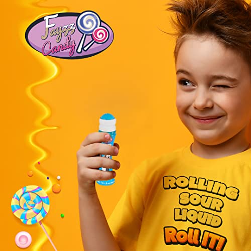 Fayyz Sour Candy, Licker Rolling Liquid, Pack Of 3 Roller Bottles - Tuttu Frutti, Strawberry, Coke - Glucose-Free, No Artificial Colors Added - (1.01 Fl.oz - 30Ml Each Piece) Mix Pack, Fun Candy #TOP5