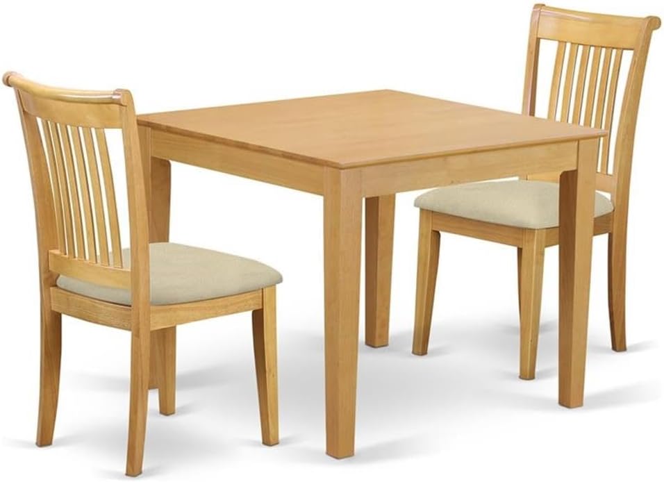East West Furniture OXPO5-OAK-W 5 Piece Dining Room Table Set Includes a Square Kitchen Table and 4 Dining Chairs, 36x36 Inch, Oak