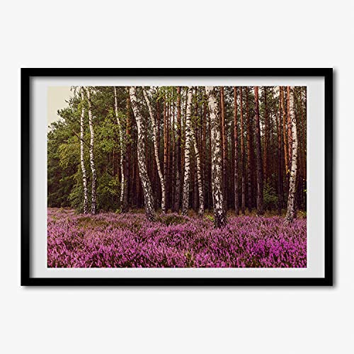 Cadre MDF Tulup 70x50 cm avec affiche bruyère en bois élégant