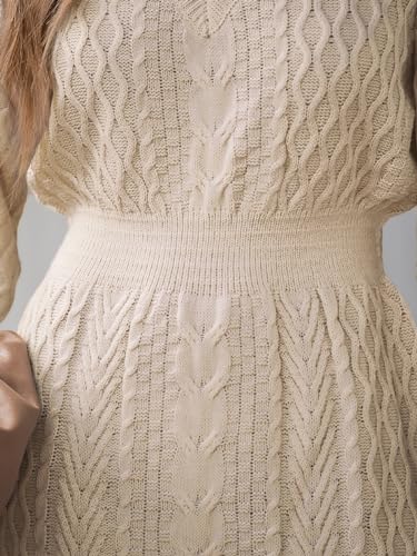 CUPSHE Women Long Sleeve Midi Sweater Dress Loose Cable Knit Pullover Trendy Fall Outfits3