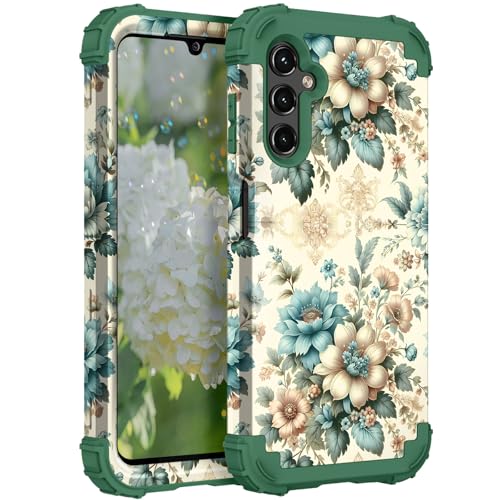 Hocase for Samsung Galaxy A14 5G Case, Teal Blue Flowers