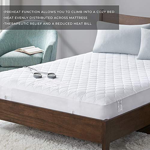 MP2 Heated Mattress Pad King Size, Quilted Electric Mattress Pads Fit up to 19" with 5 Heat Settings Dual Controller and 10 Hours Auto Shut Off,78" x 80"