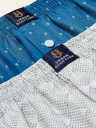 Image of Urban Scottish Men's Pack of 2 Cotton Printed Boxers with Side Pockets