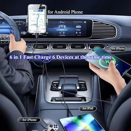 Super Fast Charge USB C Car Phone Charger Adapter 6 in 1 with Voltage Display 250W Multi Port Cigarette Lighter USB Charge for iPhone 16 15 14 13 12 11 Samsung Galaxy Huawei Oneplus Oppo Vivo - 4
