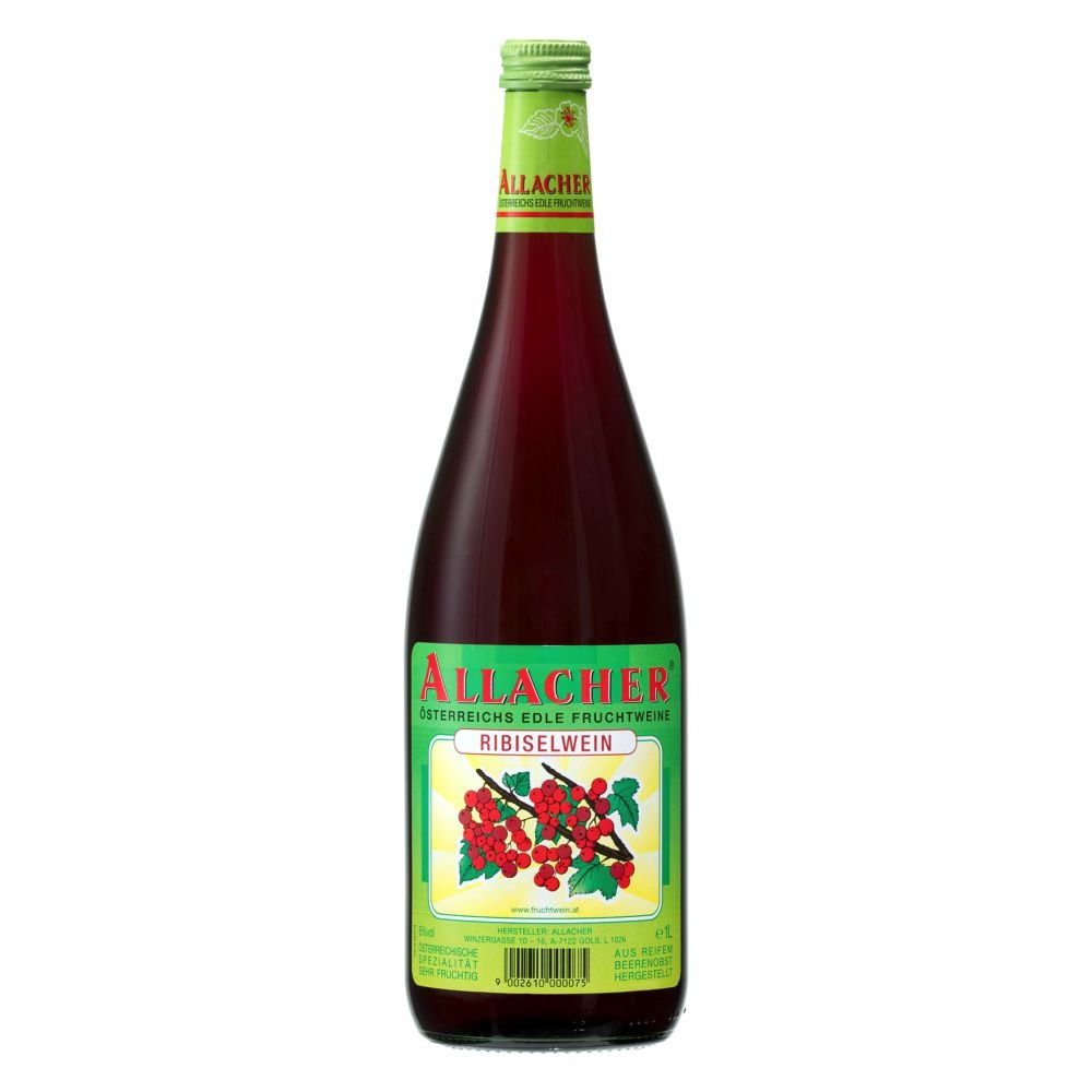 ALLACHER Ribiselwein 1L - erfrischender Fruchtwein 6% vol. – roter Johannisbeerwein - ideale Geschenkidee - Obstwein (12 x 1 l)
