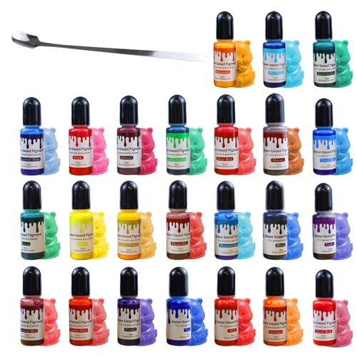 agctrler Pigmento a base de agua, 24 colores, pigmentos de color para polvo de fundición, 10 ml, pintura creativa con 1 cuchara, pinturas para polvo de fundición, yeso para fundir, cemento, hormigón