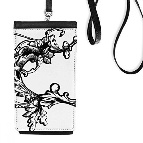 Sac à main téléphone en faux cuir baroque noir et blanc porte-monnaie suspendu