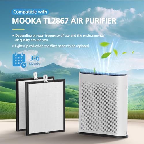Image of 2 Pack TL2867 Filter Replacement Compatible with MOOKA TL2867 Air Purifier for Home Large Room 1650ft Filter for Pets Smoke Dust Pollen Dander Odor PM2.5 For Bedroom