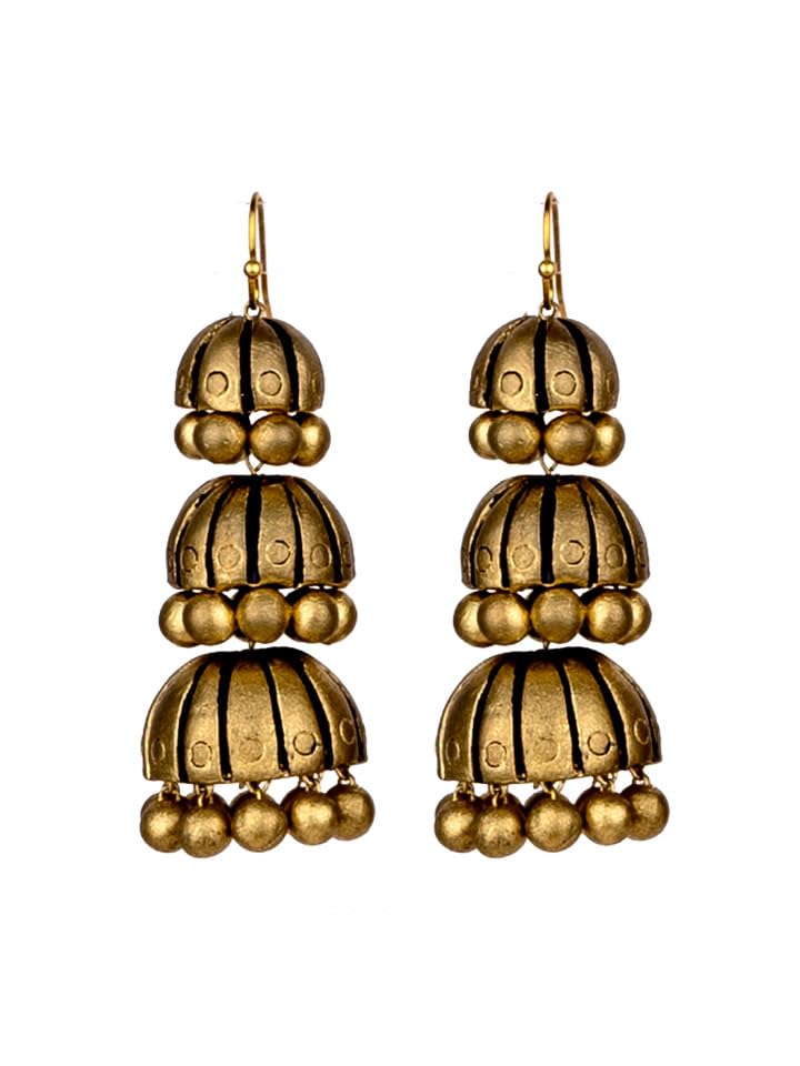 Triple Dome Jhumka by Mridah - Handcrafted Terracotta Jhumka Earrings for Women | Sustainable Ethnic Jewellery | Traditional Jhumkas | Festive Collection (B0DH1ZK2SD) Amazon Price History, Amazon Price Tracker
