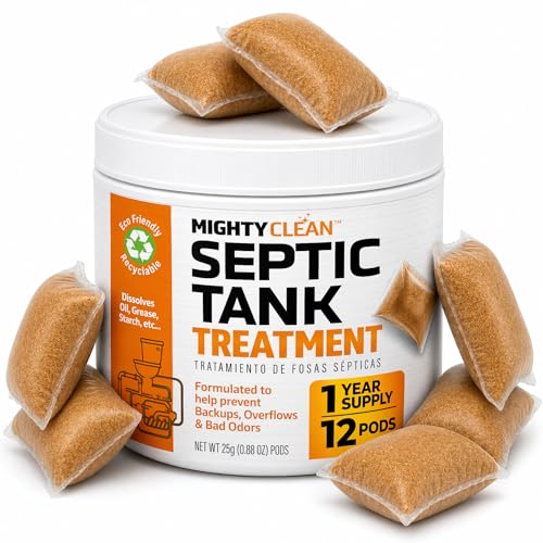 Septic Tank Treatment - 12 Pods, 1 Year Supply - RV Toilet Treatment - Dissolvable Septic Tank Treatment Pods with Natural Bacteria and Enzymes for Effective Septic Treatment - Eco-Friendly Solution