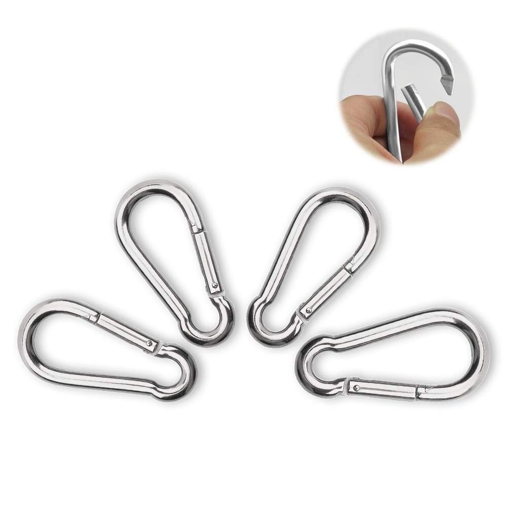 Carabiner Clip Heavy Duty Snap Hook, Fire-to Fire 304 Steel Spring Clip Keychain, Holds Up to 154lb/70kg (Max) for outdoor activity,camping, fishing, hiking, traveling, keychain etc(Silver tone)