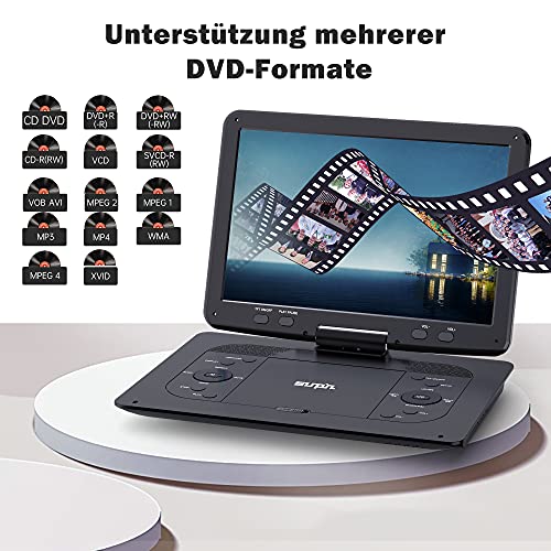 16.9'' Tragbarer DVD Player mit 14.1'' HD Großbildschirm, Kinder DVD Player, Einzigartiges Extra Button Design, Tragbar… - Image 7