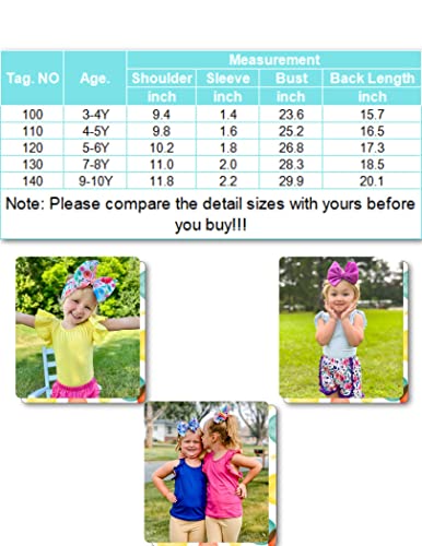 Flypigs Girls T Shirt Flutter Short Sleeve Top For Toddler Girl Basic Cotton Tee Soft Blouse Green 5-6 Years #TOP5