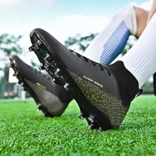 CLLYHHC Mens Soccer Shoes Womens Indoor Outdoor Football Cleats Unisex Baseball Turf Shoe Youth Rugby Adult AG FG TF Football Boots Wide Training Sneaker Black EU 40