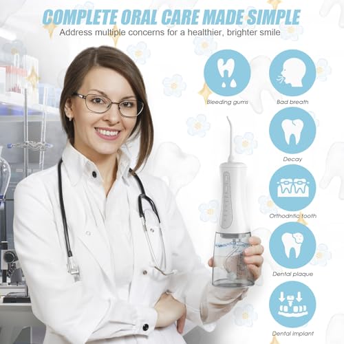 Irrigador Bucal Portatil con Depósito de Agua de 350 ml Irrigador Dental Portatil con 5 Modos y 5 Boquillas Resistencia al Agua IPX7 para la Limpieza y el Cuidado Dental, para uso en Casa y de Viaje - imagen 3