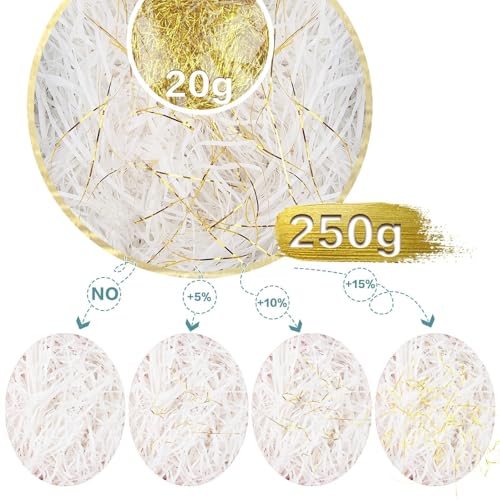 TXXATX 270g Füllmaterial Geschenk Geschreddertes Papier Weiß Hamper Shred Raffia Verpackungsmaterial Füllmaterial Schwarz Geschenk Füllung für DIY Dekorations Pakete Geschenkbox Präsentkorb