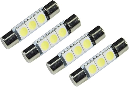 Miniatura 6 de PA LED 4 x LED 5050 3SMD Fuse Festoon Bulb Dome Interior Luz Interior Coche Interior Visera Espejo Espejo Luz 1.142 in (blanco)