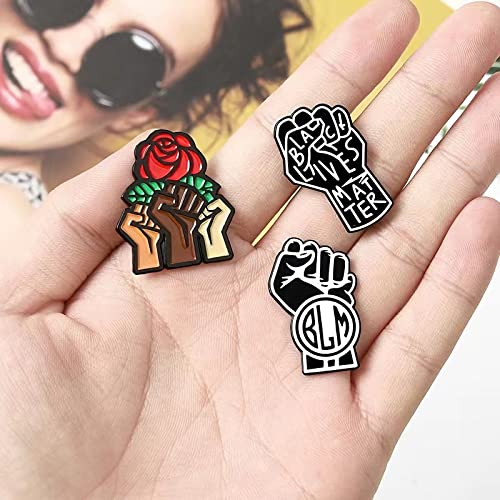 Black Lives Matter Enamel Pin Set Raised Fist BLM Brooch Lapel Pins for Backpacks Jackets Hats Jewelry DIY Accessories3