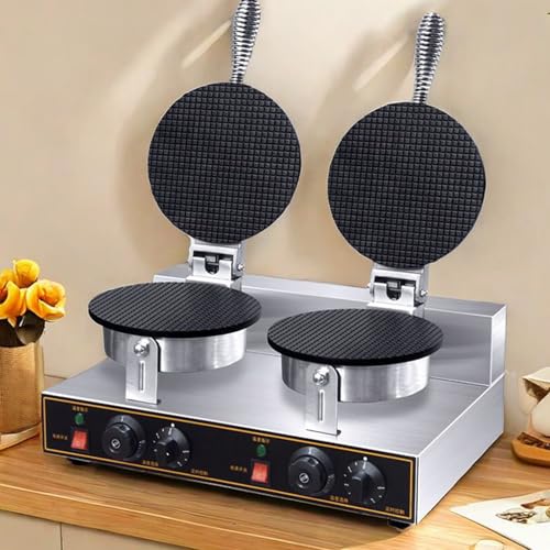 Piastra elettrica per Waffle, Macchina per involtini Primavera in Acciaio Inox Antiaderente, Temperatura Regolabile da 50 a 300 °C, teglia compatta per Coni Gelato Fai da Te per us,