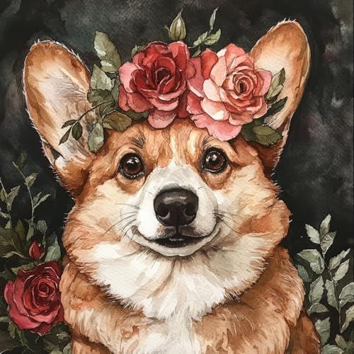 Broderie point de croix Corgi pour apprendre la broderie perlée avec un kit complet
