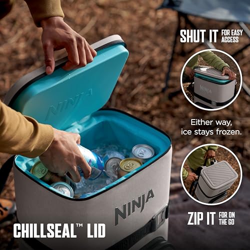 Image of Ninja FrostVault Go Can Soft Cooler, 24 /36 Can, Leak Proof, Built-In Cup Holder, 2 Ice Packs & Dry Storage Drawer, Polyester Insulation, Hiking, Camping, Picnic