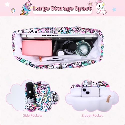 Image of tokidoki Large Tote Bag with Unicorno Keychain Laptop Travel Bag Shoulder Work Tote Weekender Bag Handbag for Women