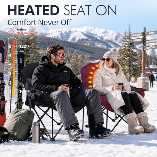 Image of Heated Oversized Camping Chair - Heavy Duty Padded Comfy Warm Outdoor Chair