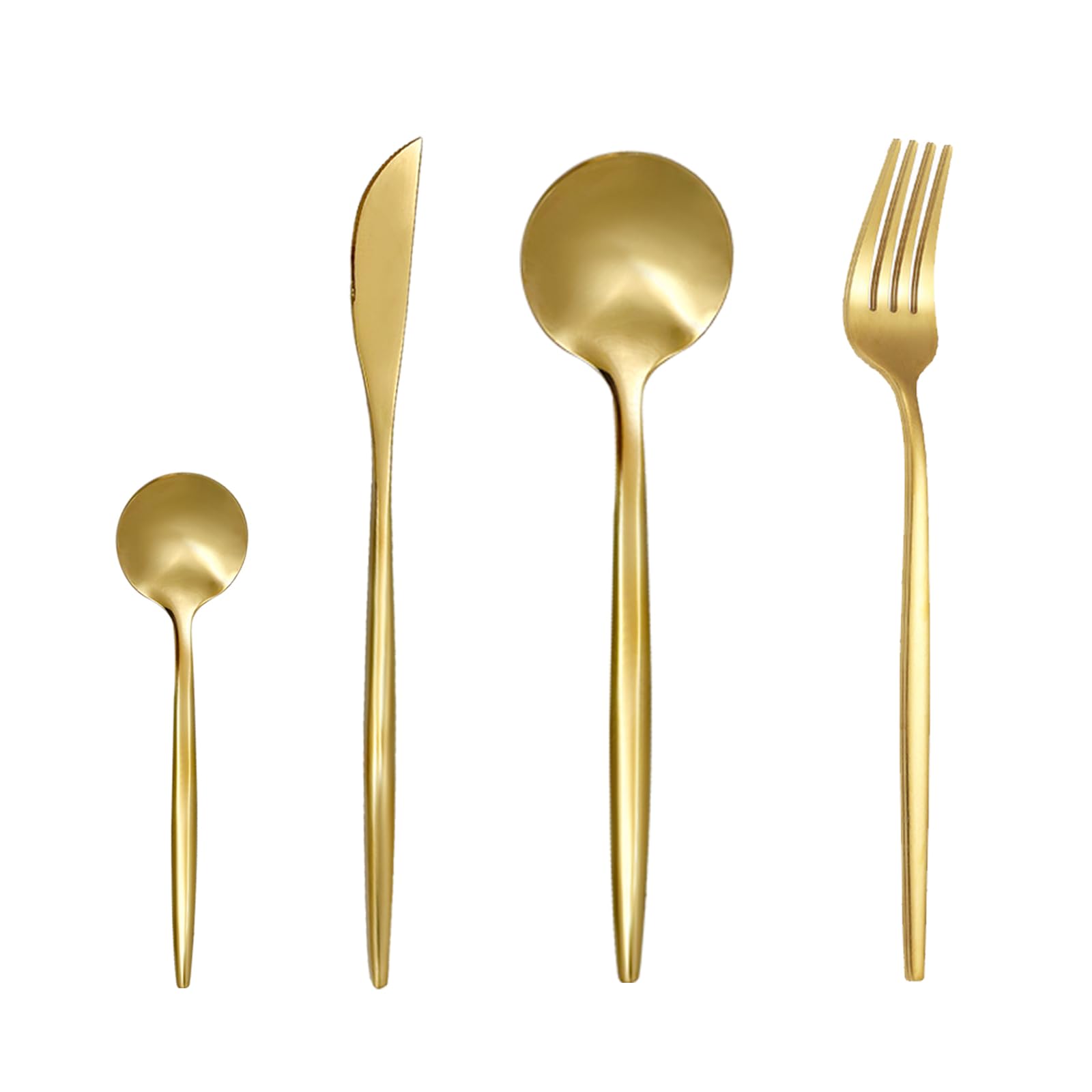24-Piece Stainless Steel Cutlery Set โ Knife Fork Spoon Set for 6 (Golden)