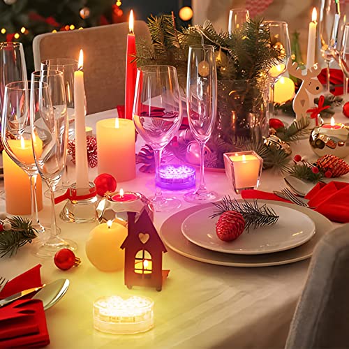 Creatrek Led Tea Light Submersible Tub Spa Lamp Color Changing/Led Lotus Light Flower Lamp For Garden Pathway Vases Bowls Coaster Pond Fish Tank Fountain Ice Buckets Bathtubs Hot-Tubs Trees (2) #TOP6