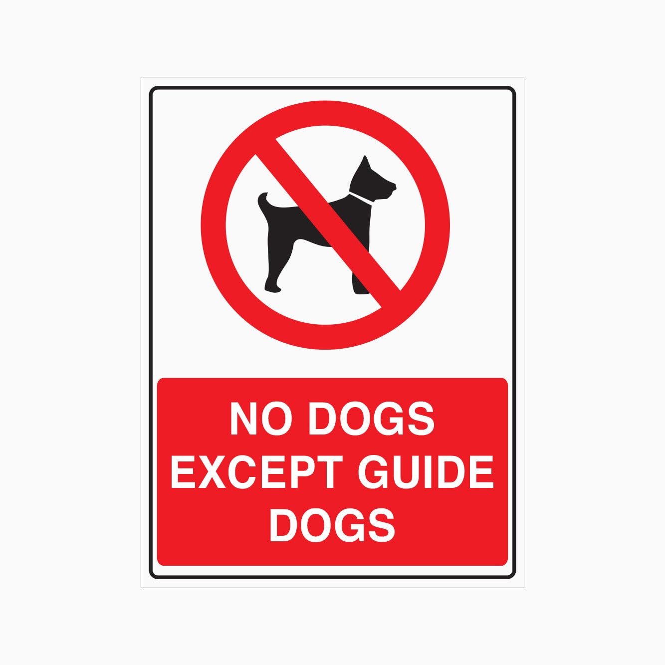 NO DOGS EXCEPT GUIDE DOGS Sign, 12x8 Inch Metal Tin Sign, Standard Regulation Plaque for Workplaces and Public Buildings