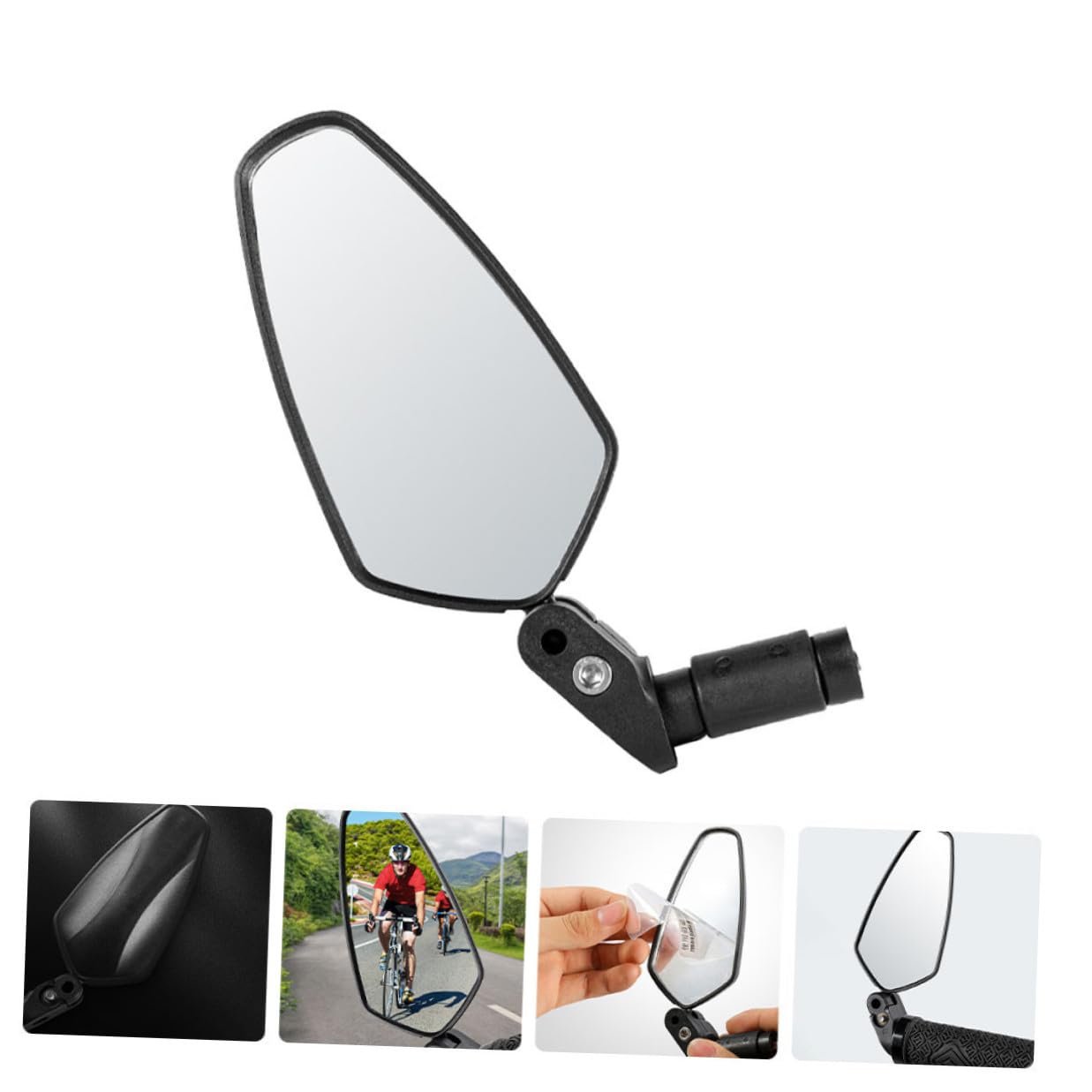 Specchietto Retrovisore Bici Riflettente 2 Pezzi Nero | Nylon Pa, Pp e Acrilico, Installazione Semplice, Effetto Riflettente Chiaro, per Pieghevole e Strada